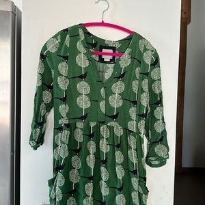 Anthropologie Maeve size small mini dress green birds